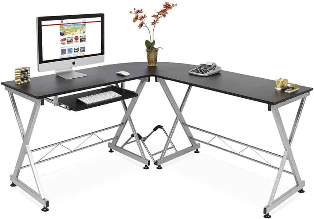 Best Choice Products Modular Wooden L-Shaped Gaming Desk
