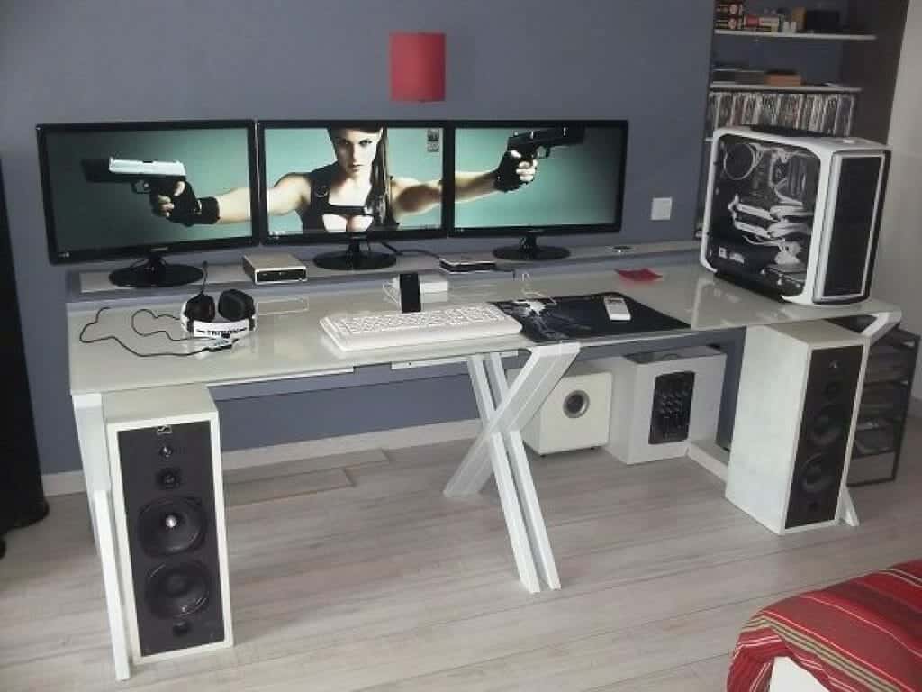 Black and white gaming setup