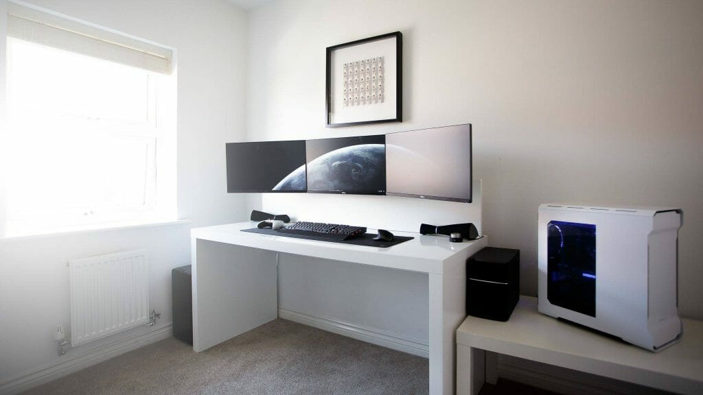 Black and white gaming setup