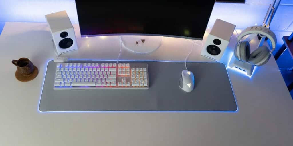 white gaming setup