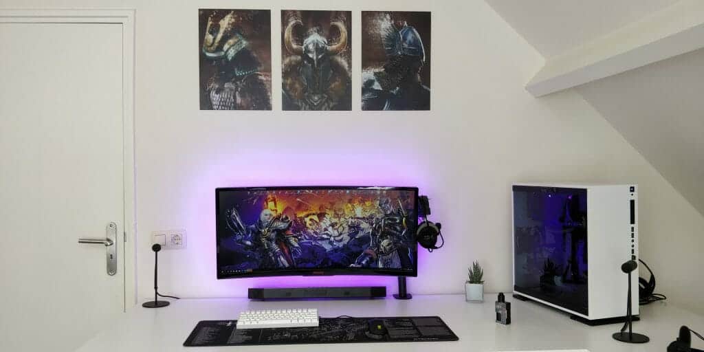 Black and white gaming setup