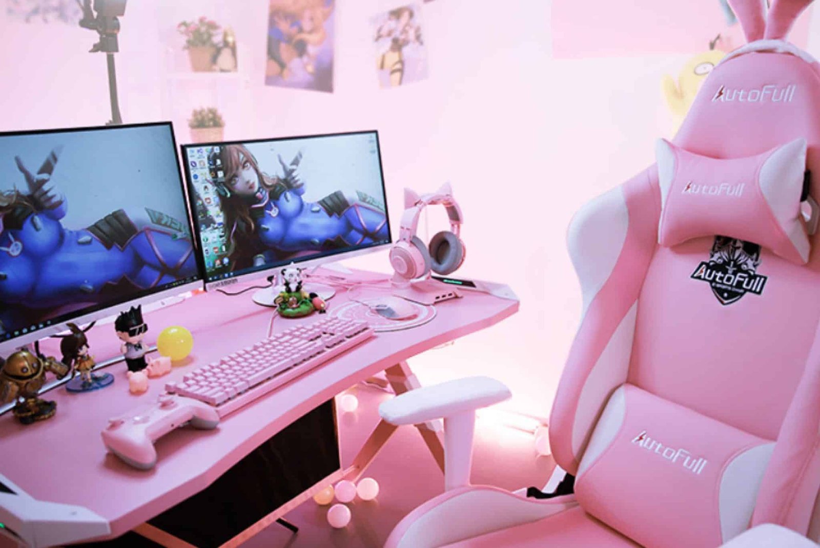 Стол компьютерный бело розовый - фото