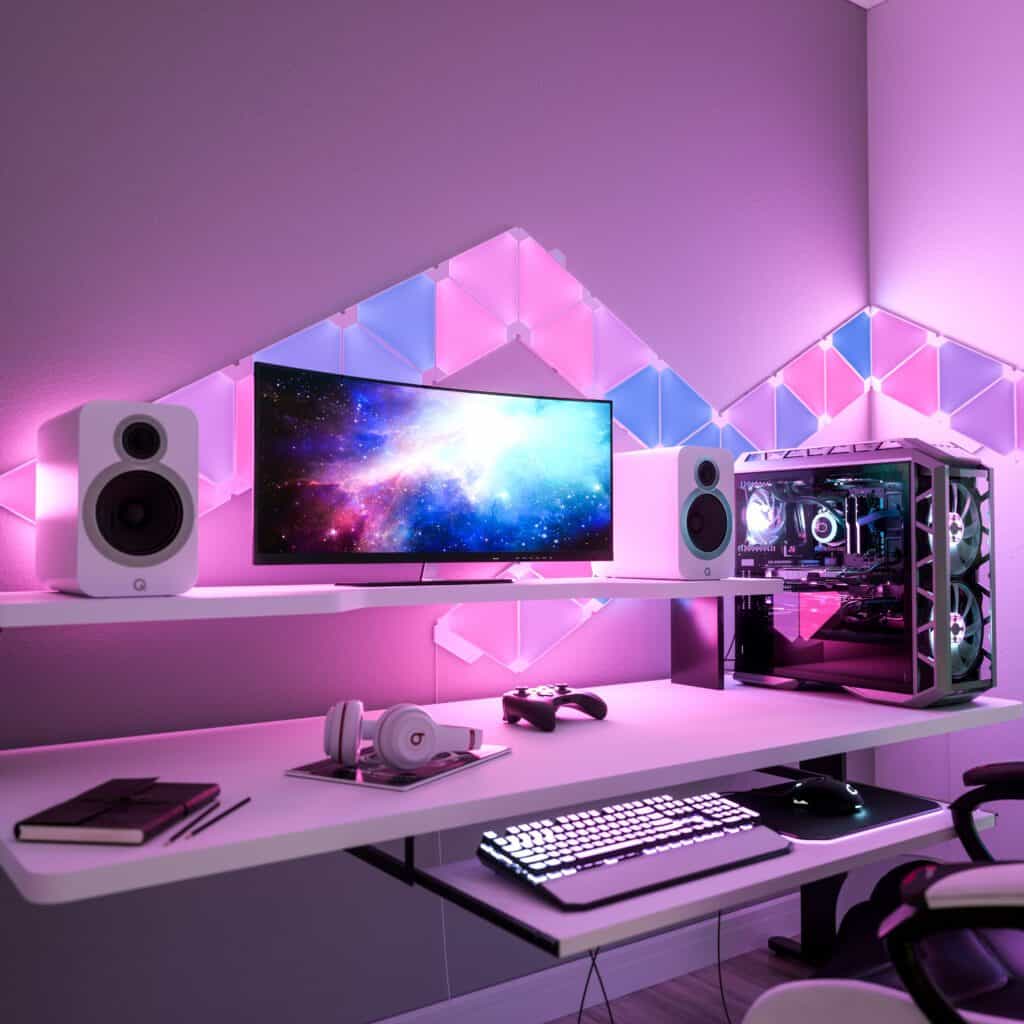 White & Pink Gaming Setup