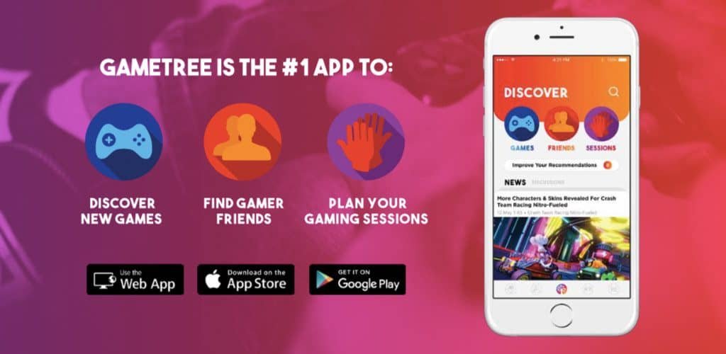 GameTree app - Find Gamers to Play with Online