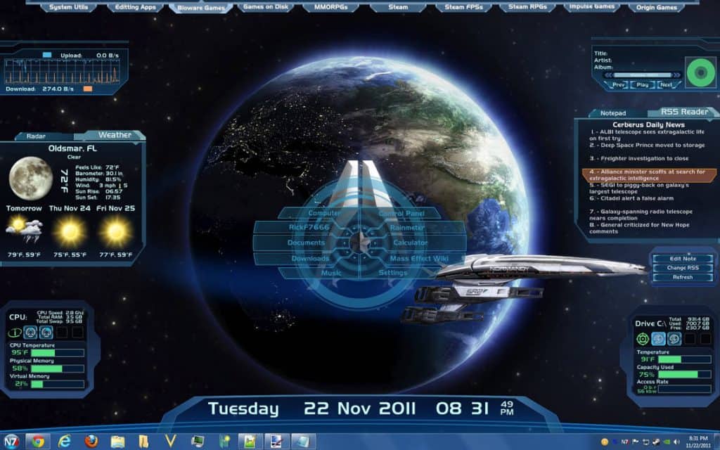 Mass Effect Rainmeter theme