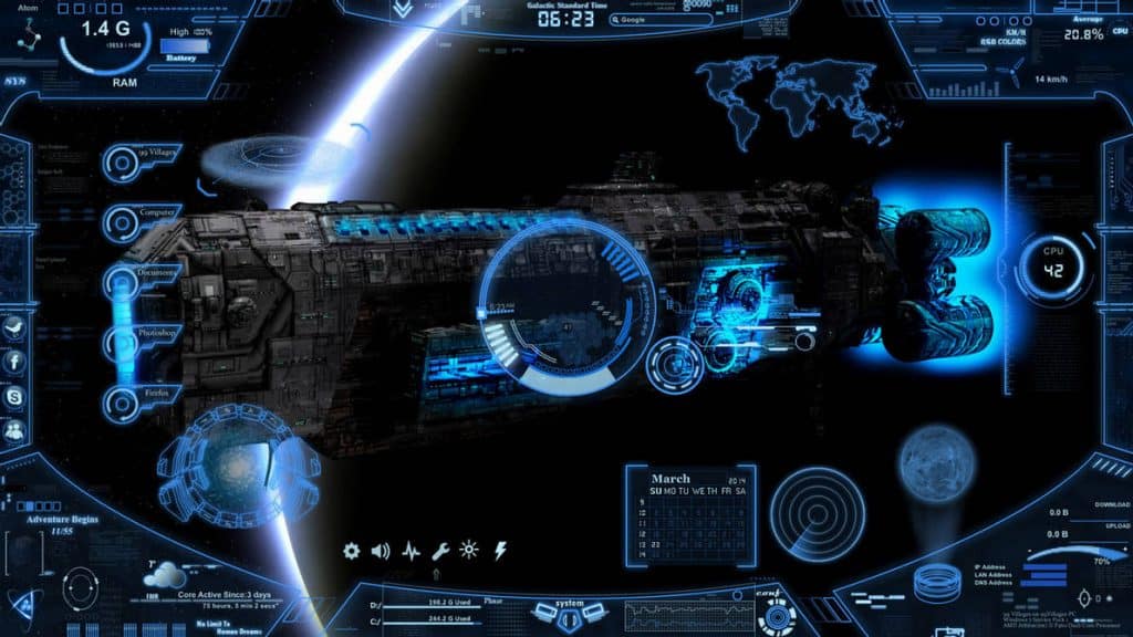 Neon Space Rainmeter skins