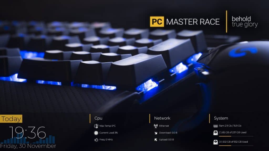 PC Master Race Rainmeter skins